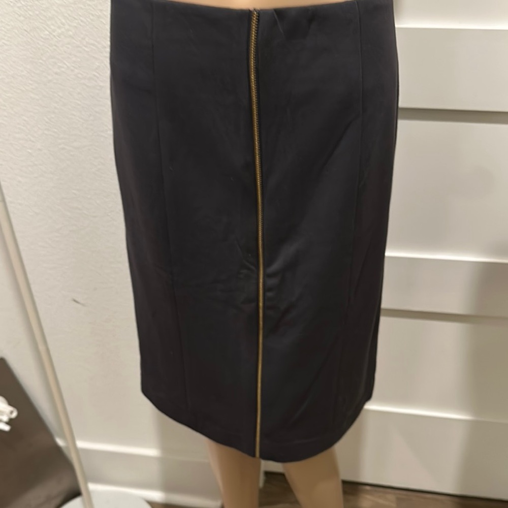 NWT Sandro Charcoal Grey Lined Pencil Skirt with Gold tone Zipper Detail